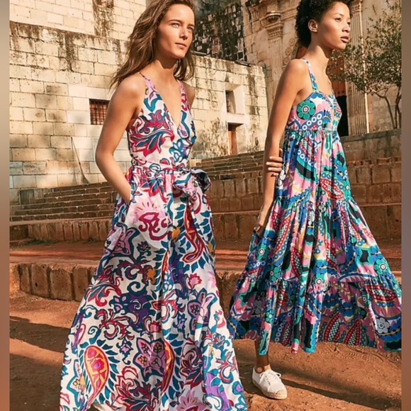 J CREW TALITHA RATTI APRON KALEIDOSCOPE FLORAL POPLIN TIERS MAXI DRESS size 6 - Picture 5 of 13